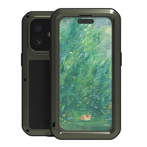 Coque intégrale pour iPhone 16 verte en aluminium robuste antichoc avec verre trempé