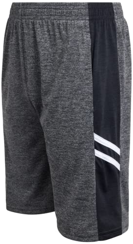 Mad Game Boys' 5 Pack Shorts Mesh Active Performance Basketball Shorts With Pockets (Size: 8-18), Size 12-14, Black/Grey/Navy/Royal #TOP3