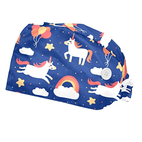 Chapeaux de travail motif licornes casquettes bouffantes mixtes JDEZ
