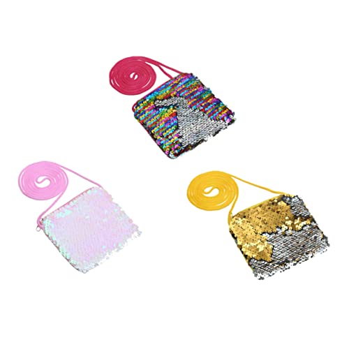 3Pcs Sequins Coin Purse Fashionable Square Handbags for Boys for Jewelry Coins and Small Items Glitter Change Pouch