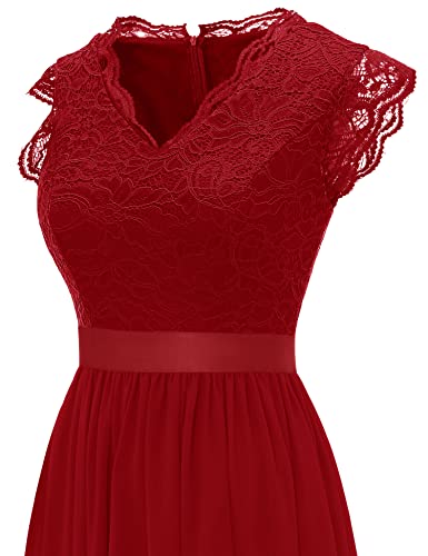 Image of Dressystar Women's V Neck Sleeveless Lace Bridesmaid Dress Wedding Party Gown