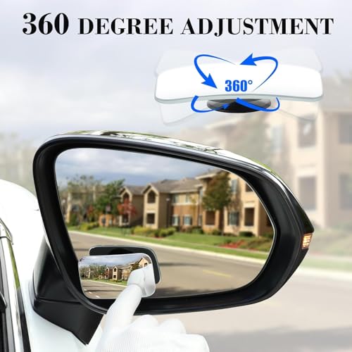 Image of Eliane 3R Rectangle HD Glass Convex Rear View Mirror - Frameless 360 Adjustable Stick-On Blind Spot Mirror | 2 Pack for All Vehicles (Car, SUV, Truck)