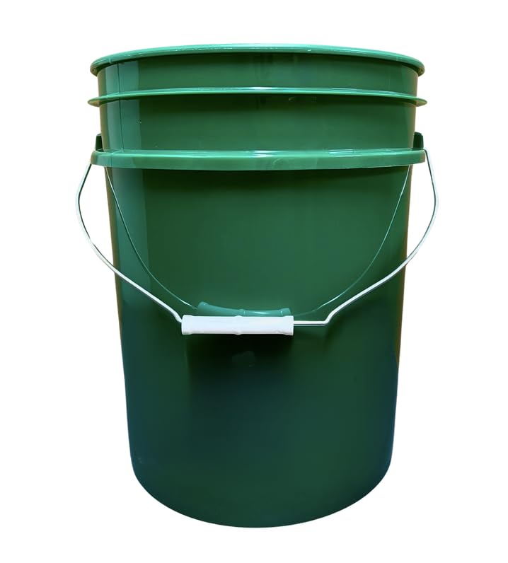 House Naturals 5 Gallon Premium HPDE Plastic Bucket - Made in USA Food Grade Storage Container, BPA Free All Purpose Pail (2, Dark Green)