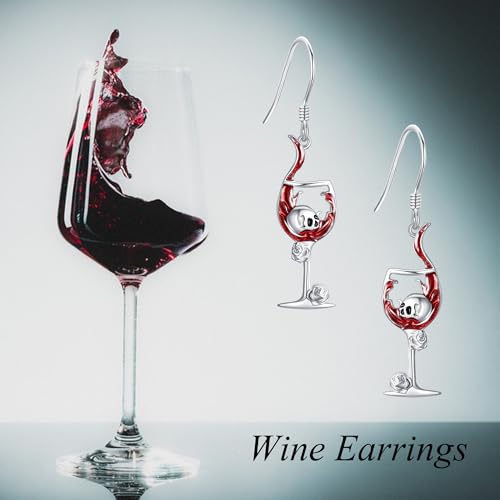 Gothic Earrings 925 Sterling Silver Fish Hook/Wine Dangle Drop Earrings Gothic Skeleton Skull Jewelry Mothers Gifts for Women Mom Grandma4