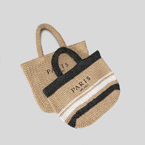Image of Large Straw Tote Bag Summer Straw Purse for Women Holiday Raffia Woven Beach Bag Handbag