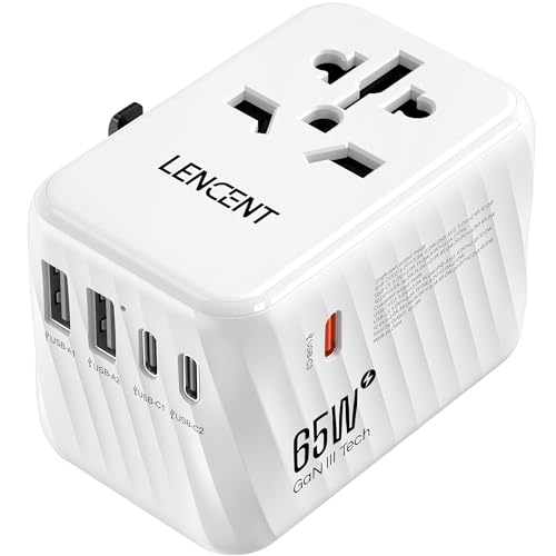 Lencent 65W GaN3 Internationaler Reiseadapter Weiß