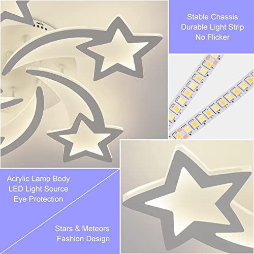 Stch Kids Ceiling Light 56W, Close To Ceiling Light Fixtures 25.6", Star Light Dimmable Modern Led Ceiling Light Chandelier Flush Mount Ceiling Lights For Bedroom Kids Room Nursery Children's Room #TOP4
