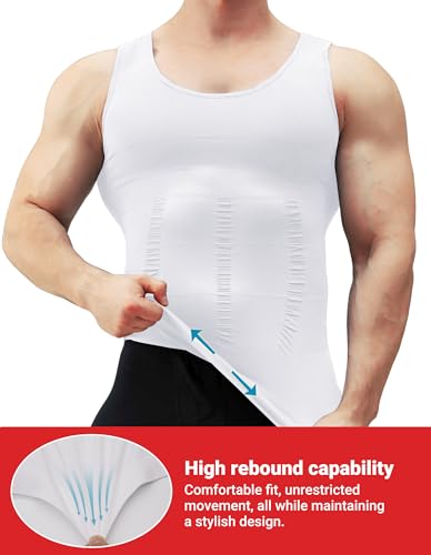 MEETYOO 1/2/3 Pack Shaper Slimming Tank Top Athletic Compression Shirt with Sleeveless Undershirts for Men2