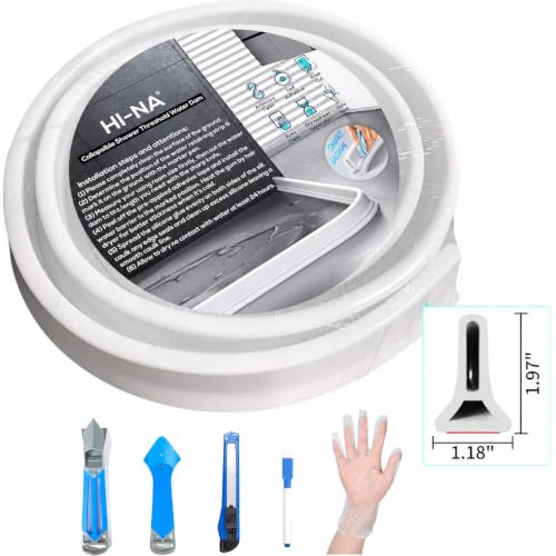 Image of Hi-Na 3ft /5ft /6ft /8ft10ft Collapsible Shower Threshold Water Dam Watei Barrier for Shower and Water Stopper Keeps Water Inside Water Threshold for Wet and Dry Separation (8ft)