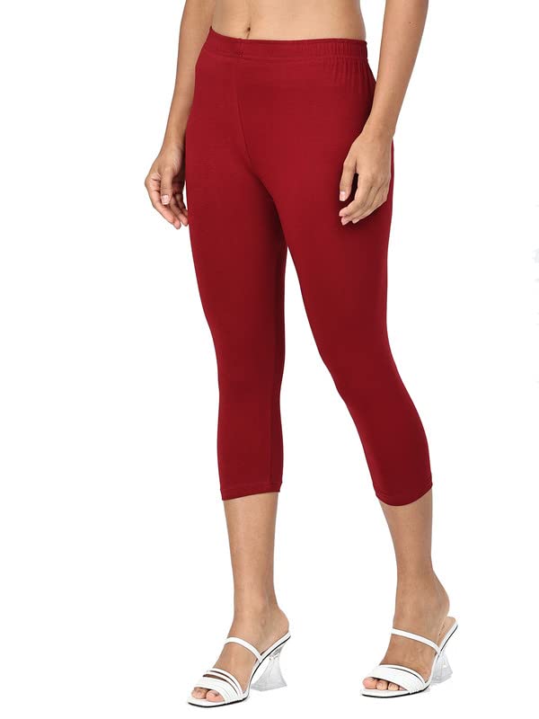 Image of Robinbosky Premium Stretchable Cotton Capri Legging for Women | Suitable for Formal wear & Casual wear | High-End Elastic Makes. The Leggings Squat Proof and Durable for Travel, Yoga, & Workout.