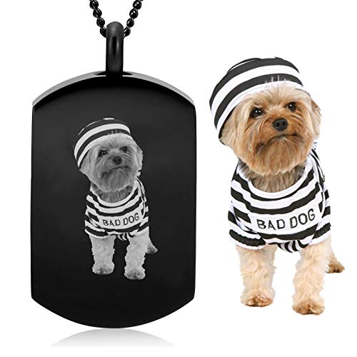 Yinplsmemory Cremation Jewelry Urn Necklace for Ashes Pet Paw Print Dog Tag Memorial Ash Keepsake Jewelry for Pet Ashes Human Ashes (Personalized Custom Photo)
