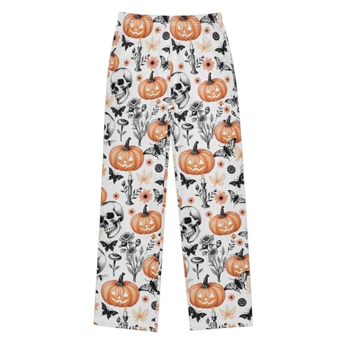 Halloween Pajama Pants Pumpkin Skull Butterfly Long Sleep Pants Lounge Bottoms