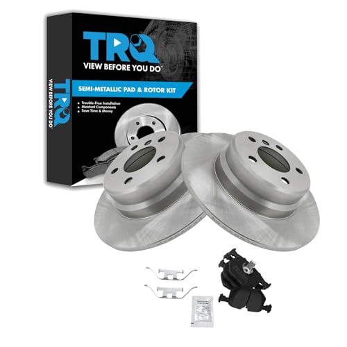 Image of TRQ Rear Brake Pad and Rotor Set Semi Metallic Solid Rotors