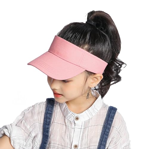 Visor Ponytail Sun Hat for Kids - Wide Brim Summer Beach Outdoor UV Protection Cap
