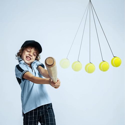 Image of Cricket Tennis Hanging Ball for Kids Easy to Hang & Ideal for Indoor and Outdoor Hanging Cricket Practice Rope Ball for Boys and Adults, Green (Pack of 2)