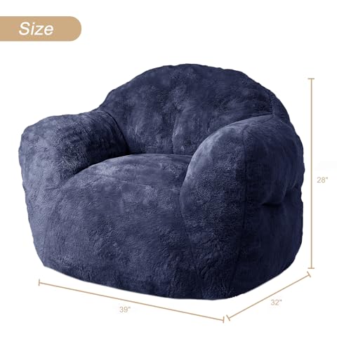 Image of GarveeHome Bean Bag Chair, 39 inch Beanbag Chair Adult Bean Bag Couch with Filler Included, Kids Bean Bag Chair Soft Cozy Beanbag Couch Sofa with Armrests for Dorm Apartment, Navy