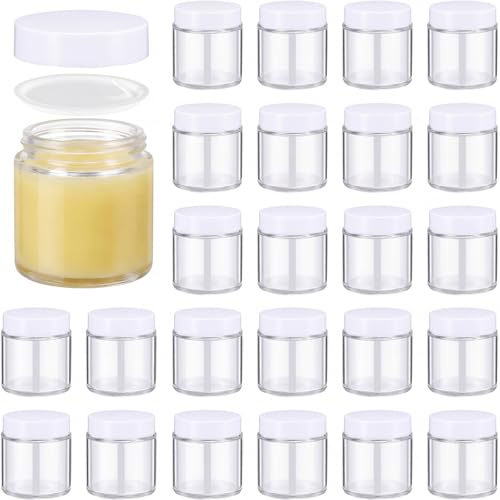 Image of Norme 24 Pcs 4 oz Glass Jars with Lids Cosmetic Jars, White, Clear