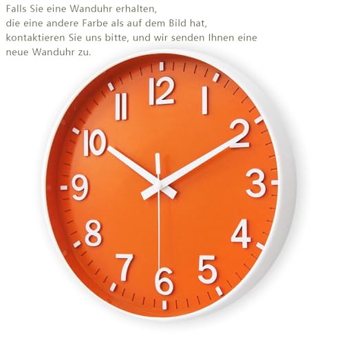 Image of HZDHCLH Wall Clocks Battery Operated,12 inch Silent Non Ticking Modern Wall Clock for Living Room Bedroom Kitchen Office Classroom Decor (Orange & White)
