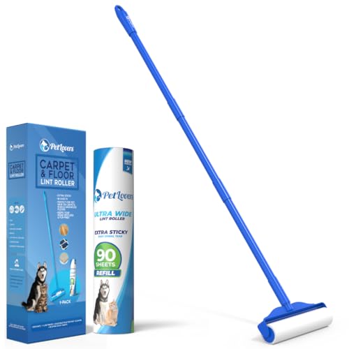 PetLovers Large Lint Roller – 90 Extra Sticky Sheets for Pet Hair...