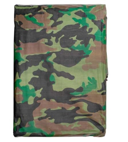 AP Supplies 90gsm Camouflage Tarpaulin 1.5m x 2.4m – M-Grade Camo Tarp with Eyelets Every 1m – Lightweight Waterproof Ground Sheet for Camping, Hunting, Garden & Outdoor Cover, Army Green Polyethylene
