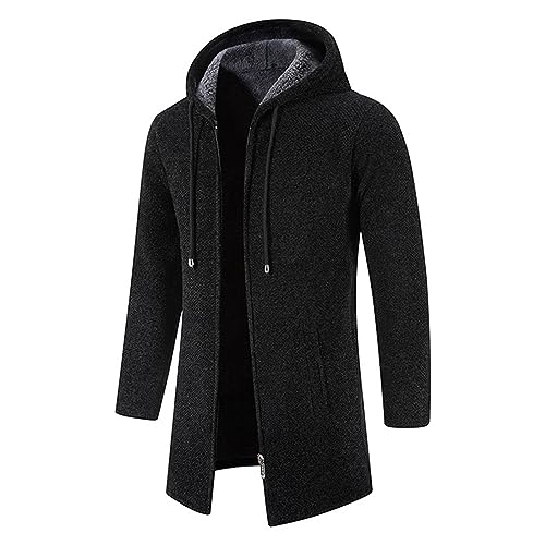 Mens Casual Knit Cardigan Hooded Long Sweaters Zipper Slim Fit Long Sleeve Solid Sweater Business Warm Tops2