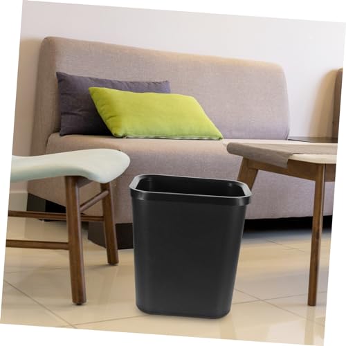 Caneca de basura plástica rectangular negra HEALLILY miniatura 4