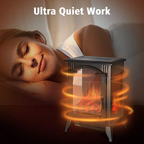 TRUSTECH Electric Fireplace Heater - 1500W / 750W Infrared Fireplace Heaters for Indoor Use Electric with 3D Flame Effect, Adjustable Flame Brightness, Large Size Room Fireplace Space Heater Stove