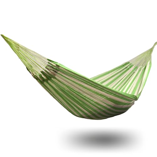 La Casa de La Hamaca Hamaca Yucateca Colgante Grande XXL 100% Algodón, Resistente y Colorida, Hecha en México, Ideal para Interiores y Exteriores (Verde)