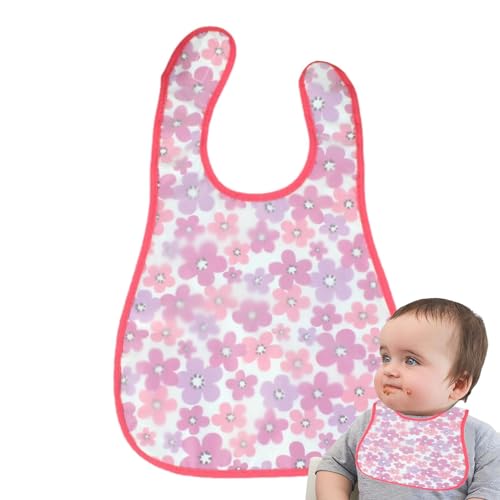 Liqzirtu Babero recuperador de comida para, bata de alimentación para niños pequeños - Baberos de algodón cómodos para | Delantal de comedor para niños pequeños con recuperador de, Flor de rosa grande