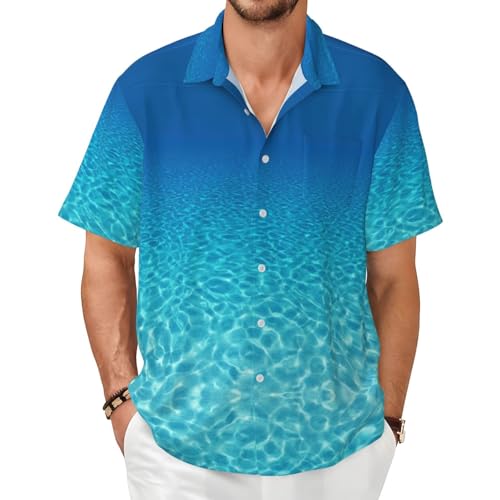 Chemise homme manches courtes imprimé paysage sous-marin léger confortable vêtement été voyage
