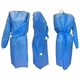Disposable PPE Isolation Medical Gowns 10 Pcs/Pack, Blue,Full Back Coverage, Double Tie Closure, SMS 30 GSM, Knit Cuffs, Unisex, for Healthcare Professionals & Lab use.