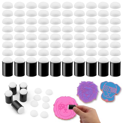 80 PCS Finger Sponge Daubers Set - Includes 10 Durable Finger Daubers + 70 Replacement Sponges for Car Freshie-Making Finger Painting Sponge Craft Drawing Finger Face Paint Sponges Painting