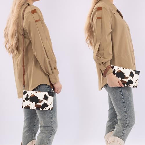 Wrangler Cow Print Womens Wristlet Wallet RFID Blocking Bifold Clutch Purse Credit Card Holder Crossbody Bags Brown2