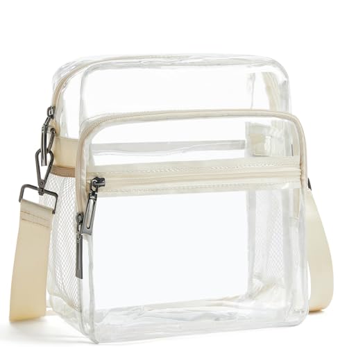 Image of LATMAP Clear Bag for Stadium Events 12x6x12 Clear Purse with 3-Zipper Pockets Crossbody Handbag Tote for Concerts Sports