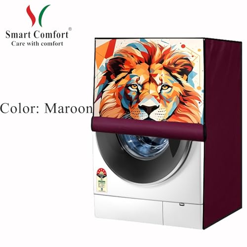 Image of Waterproof 9Kg Front Load Fully Automatic Washing Machine Cover compatible for lg /ifb /godrej /lloyd /bosch & etc Washing Machine (IFB9KMAROONLIONSC13FL04)