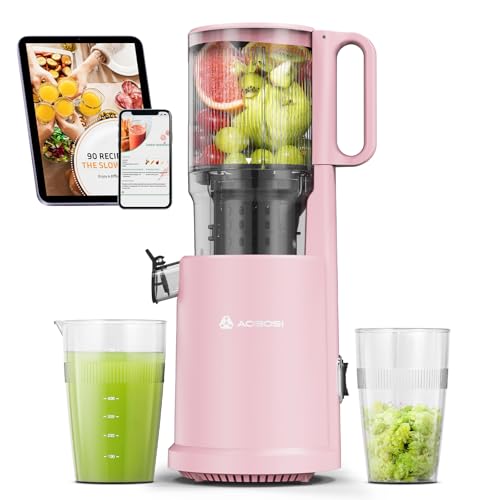 Image of Slow Cold Press Juicer Machine: Electric Masticating Juicer Extractor Easy Clean - Whole Fruit Vegetable Juice Maker - Cold Pressed Slow Blender Juicer with Wide Large Chute Mout