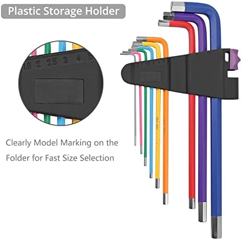 Hex Keys Justech 36PCs Imperial /Metric /Hex /Star Hex Key Set Long Arm Ball End Allen Wrench Set Multicoloured with T-Handle for DIY Furniture Assembly Bicycle Repairing