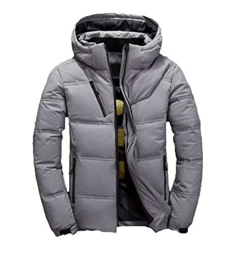 l'hiver des Hommes matelassée Veste en Duvet à Capuche Amovible, Manteau Thermique épais Qualité Homme Chaud Outwear Mode - Bas CottonJacket Hommes (Color : Gray, Size : L)