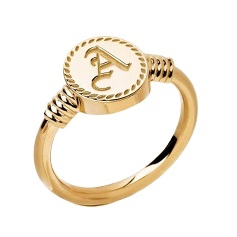 Chevalière monogramme initiale en argent 925 ou plaqué or pour homme et femme