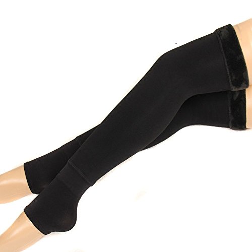 1 Pair Women Winter Leg Warmer Knee Pads- Fleece Blend Legging Boot Over-Knee Socks Knee Brace Support Sleeve Leg Support Brace Pads Kneecap (Black)