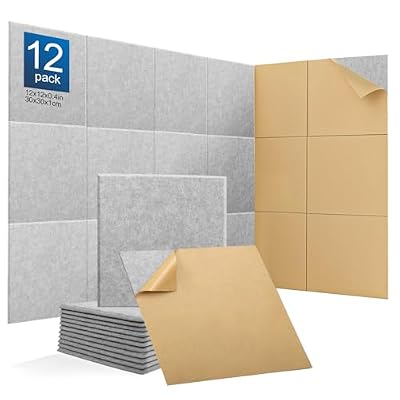 12Pack Acoustic wall Panels Panels 0.4" x 12" x 12" Soundproof Wall Panels Noise High Density Sound Dampening Panels Panels for Home Office Recoding Studio with self Adhesive Acoustic Panels.