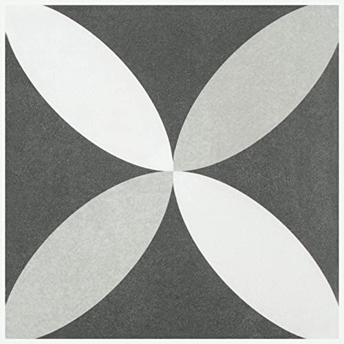 Somertile Twenties Petal Encaustic 7-3/4" X 7-3/4" Ceramic Floor And Wall Tile #TOP5