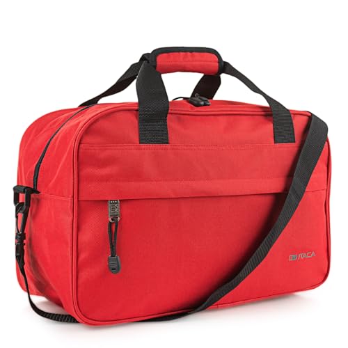 ITACA - Bolsa De Viaje Cabina 40X25X20 Mujer y Hombre Plegable Ligera Impermeable. Bolsa Fin De Semana Mujer Bolsa De Viaje Mano Compatible Ryanair, Rojo