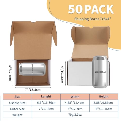 Image of ZBEIVAN 7x5x4 White Shipping Boxes Set of 50, Corrugated Cardboard Mailer Boxes for Packaging Small Business Mailing Gifts
