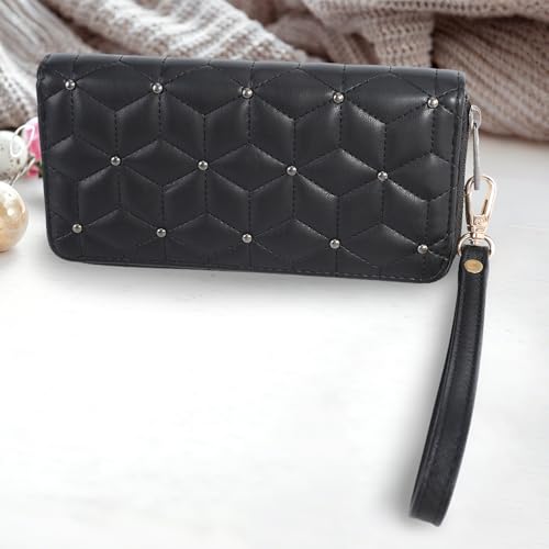Dragonne de poignet en cuir noir U+U et boucles dorées pour clés et pochette