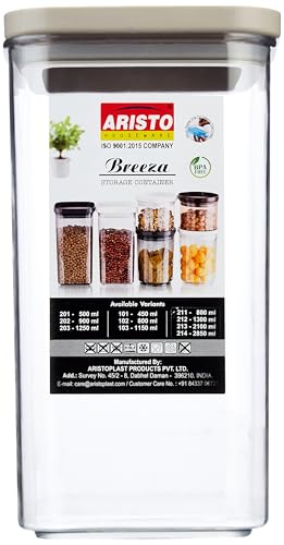 Image of Aristo BREEZA 214 | Container for Kitchen Storage Set Plastic Storage Container | 2700ml, 1-Piece Storing grains, pulses, snacks etc