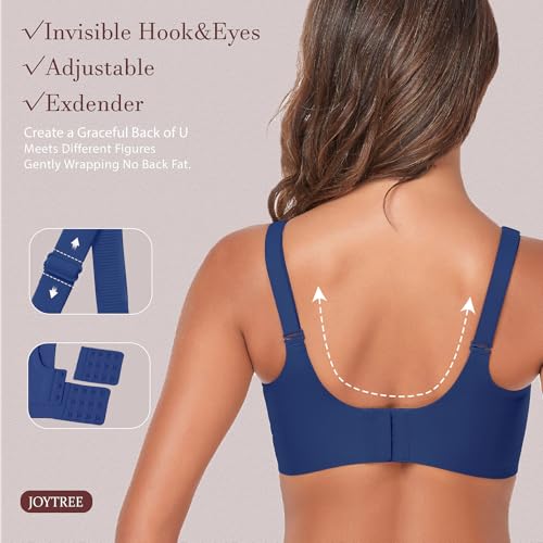 Image of JOYTREE Silky Bras for Women No Underwire V Neck Bralettes for Women Cloud Feel Everyday T Shirt Bra with Extender-EBE, XL