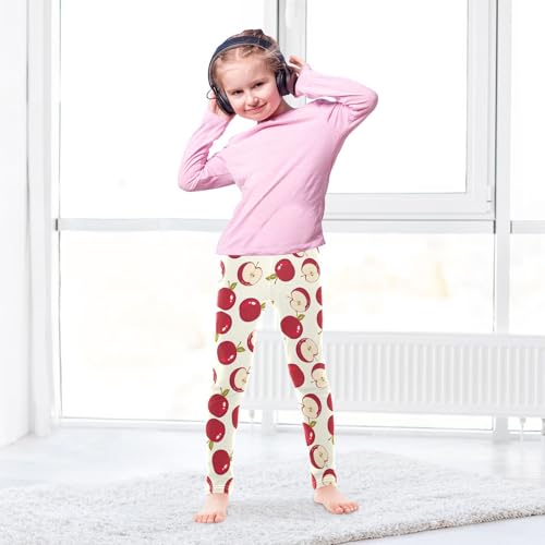 Apple on Color Background Girls Leggings,Workout Leggings for Girls Toddler Athletic Leggings Size for 3-10T4