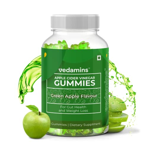 Vedamins Apple Cider Vinegar gummies for Weight loss I Supports Digestion, Improves metabolism, Gut Health I ACV gummies with the Mother for Men and Women. 30 Green Apple Flavoured Gummies Vedamins Apple Cider Vinegar gummies for Weight loss I Supports Digestion, Improves metabolism, Gut Health I ACV gummies with the Mother for Men and Women. 30 Green Apple Flavoured Gummies