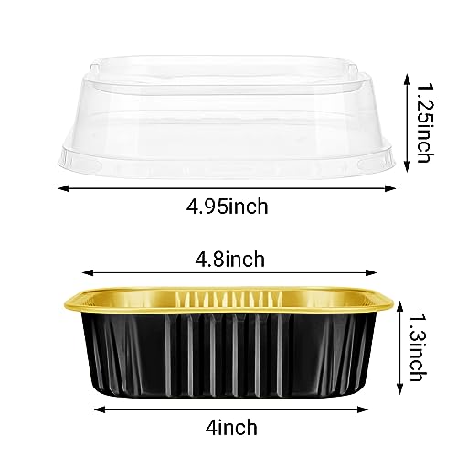 EUSOAR Mini Cake Pans With Lids, 12.3oz 360ml 50pcs Square Aluminum Cupcake Baking Cups Pans with Lids, Aluminum Foil Cake Brownie Desserts Muffin Liners Ramekins Cups Tin Holders Containers